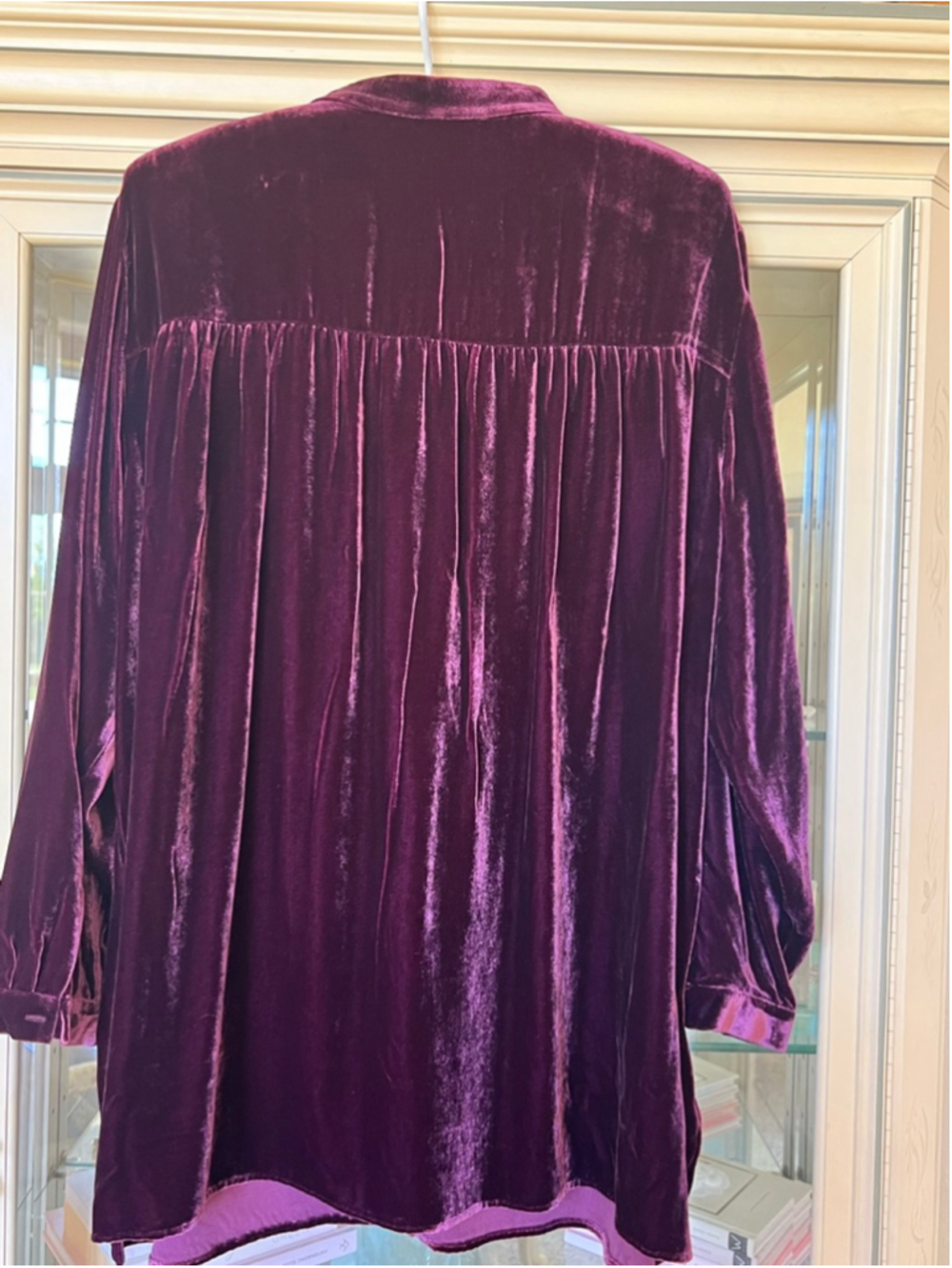 New EILEEN FISHER Velvet Button Down Shirt 1X Purple - Picture 4 of 6